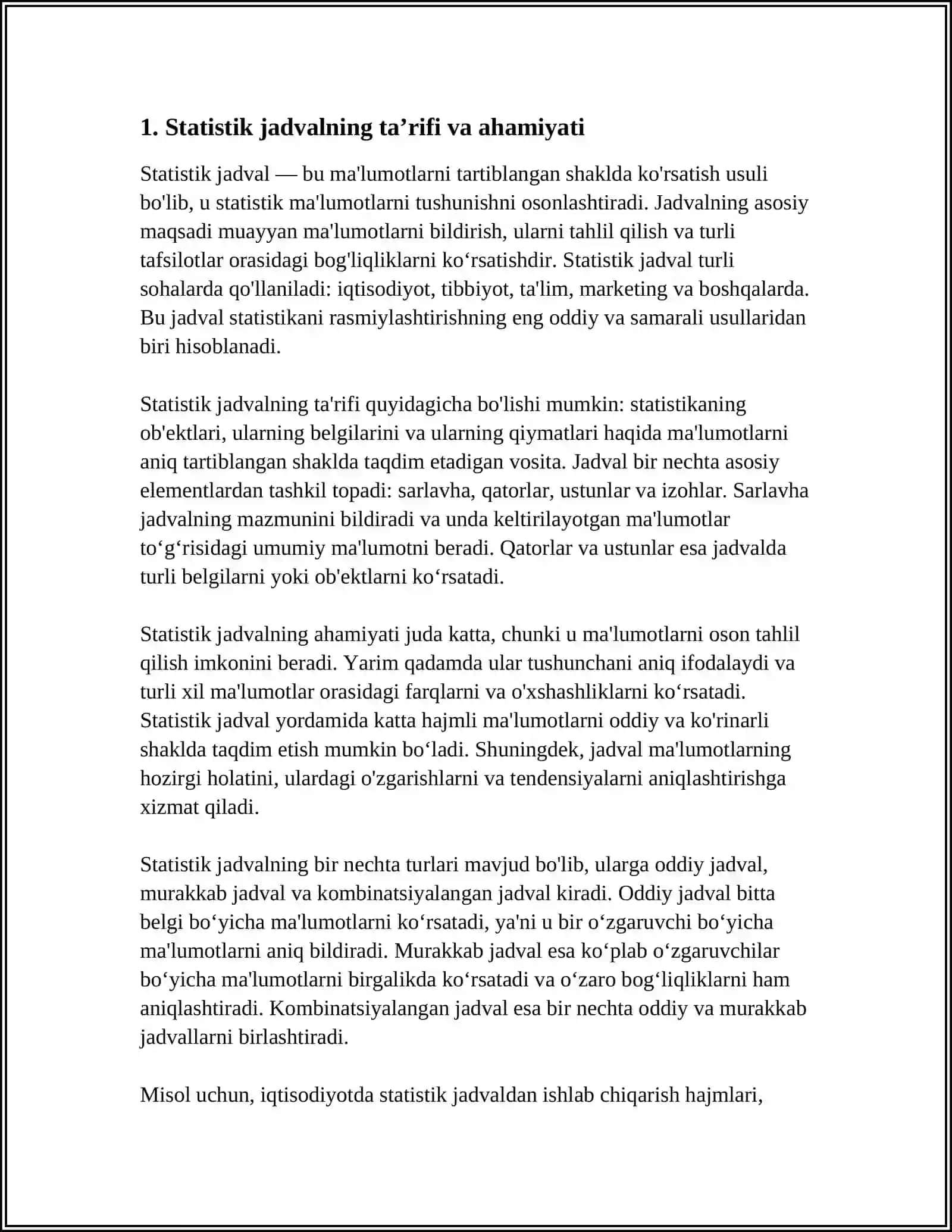 STATISTIK JADVAL VA GRAFIKLAR 3