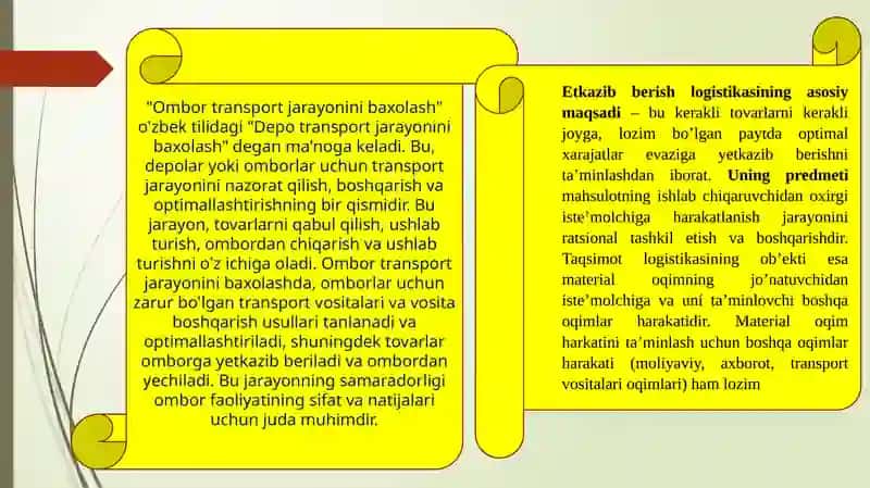 Ombor transport jarayonini baxolash 3