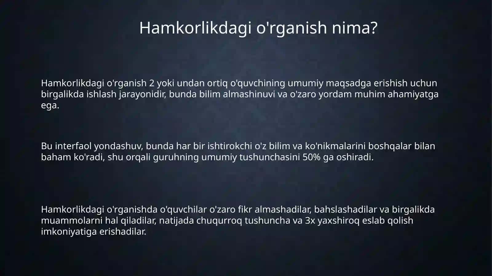 Boshqalar bilan ishlash hamkorlikda oʻrganish 3