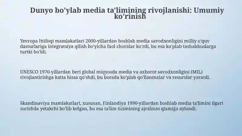 Dunyo mamlakatlarda mediata'lim taraqqiyoti 3