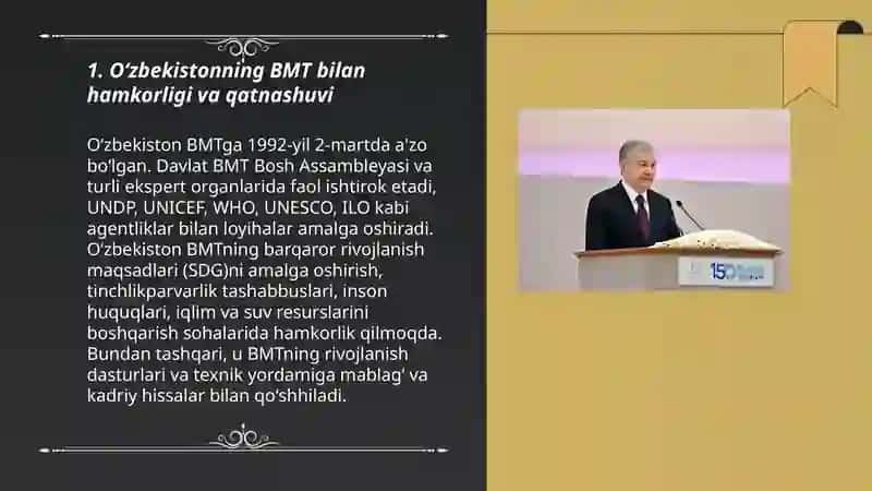 Oʻzbekistonning xalqaro tashkilotlar bilan hamkorlik aloqalari 3