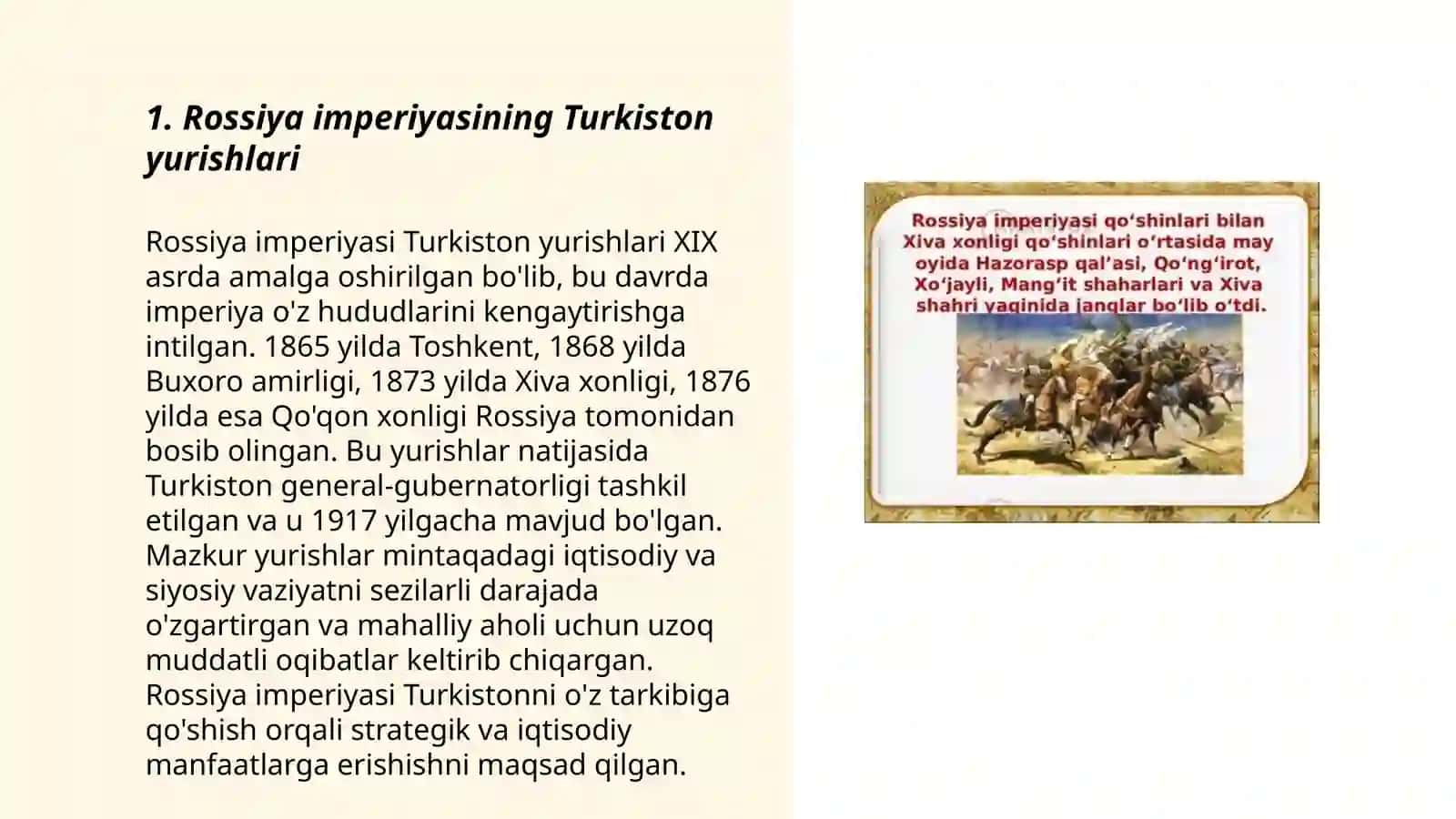 Rossiya imperiyasining orta Osiyo harbiy yurishlari 3