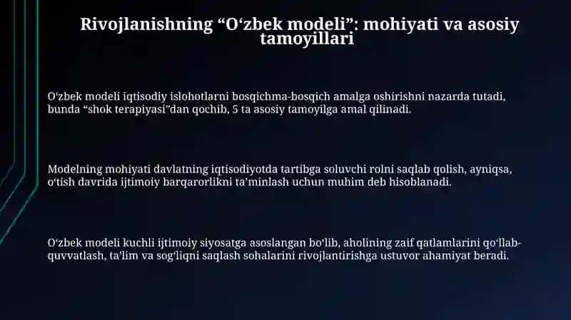 Rivojlanishning “Oʻzbek modeli” 3