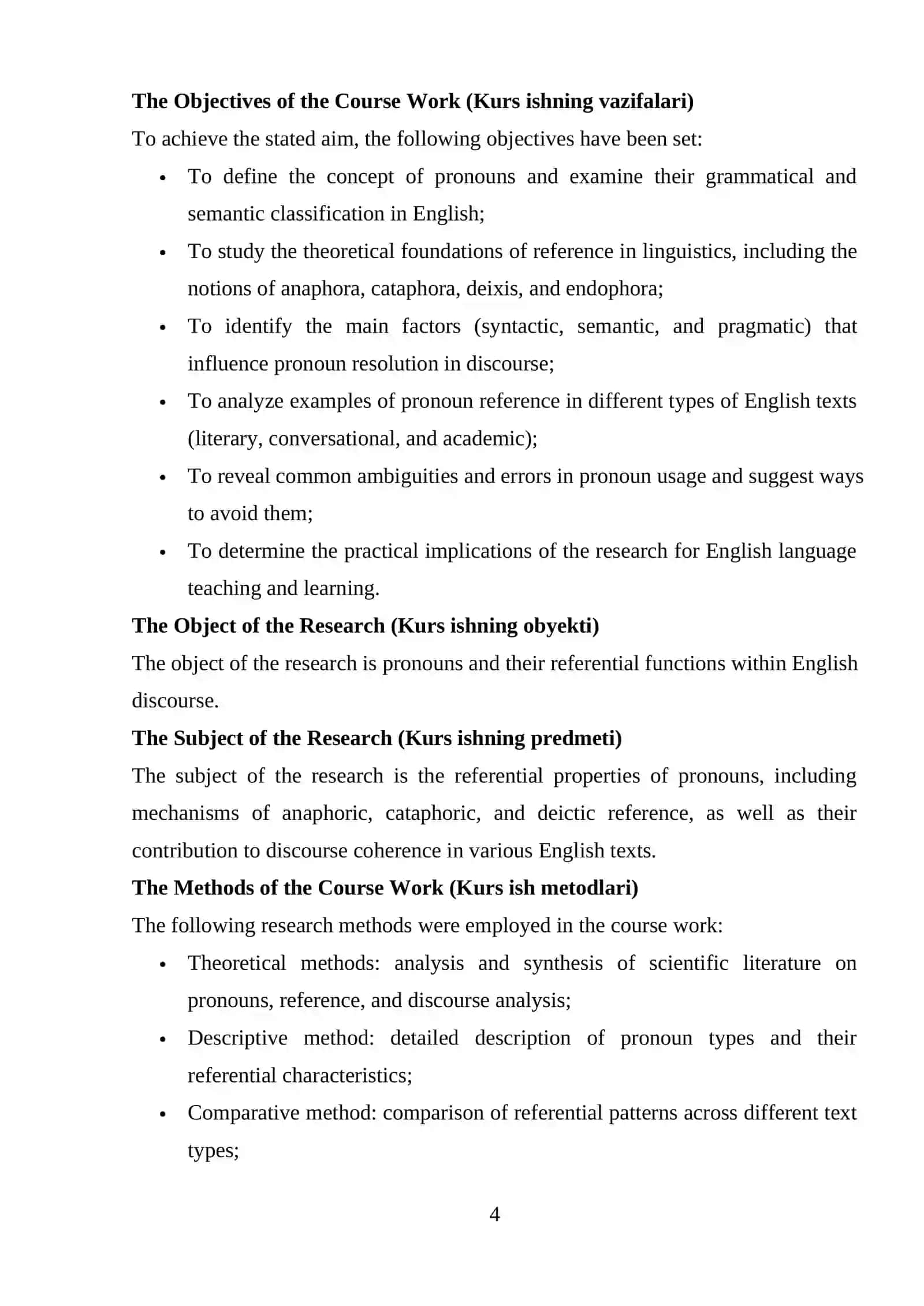 Referential Properties of Pronouns in English Discourse 3