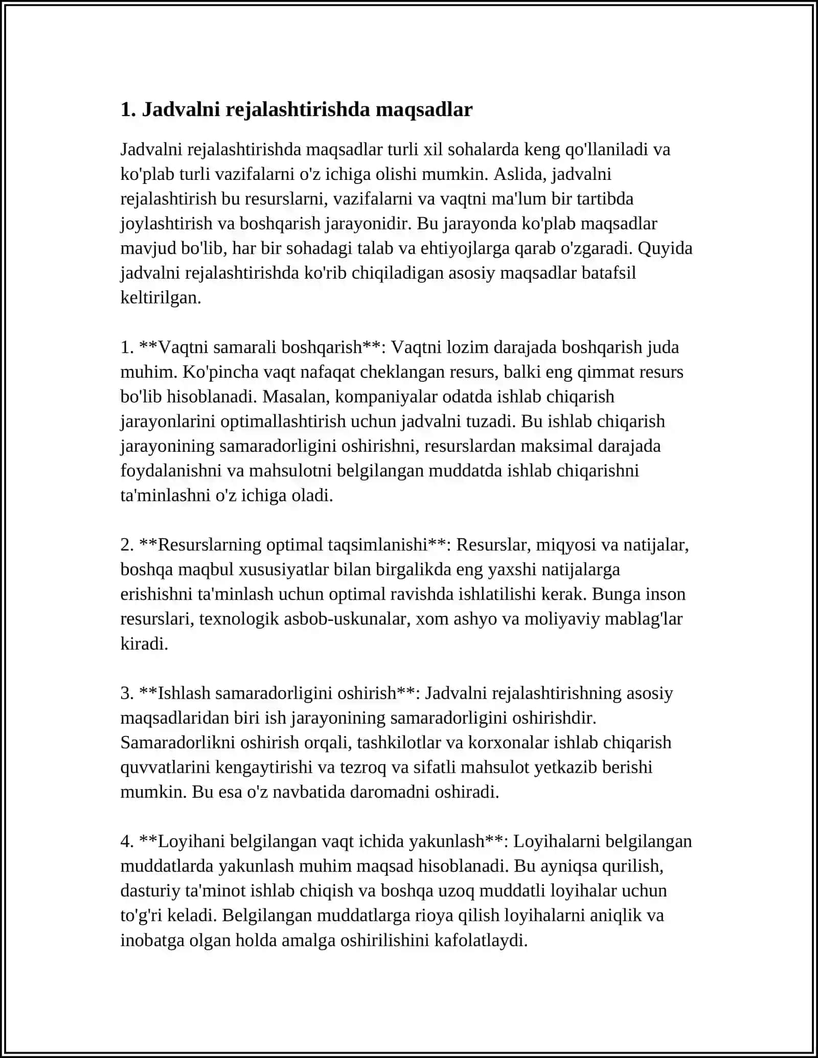 JADVALNI REJALASHTIRISH VA BOSHQARISH 3