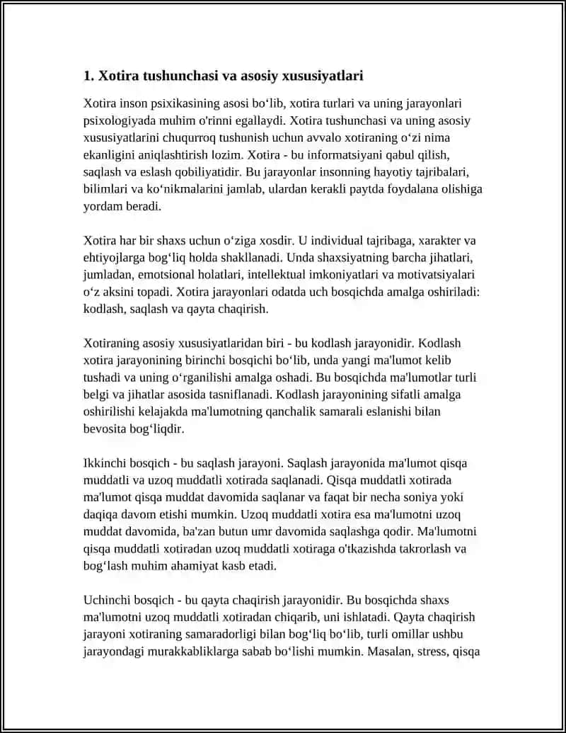 XOTIRA TURLARI VA UNING JARAYONLAR 3