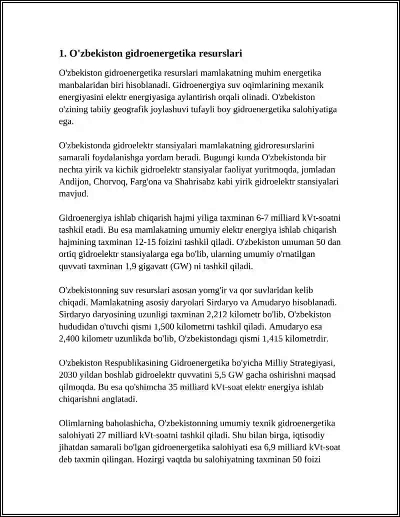 O'ZBEKISTONING GIDROENRGETIK SALOHIYATI 3