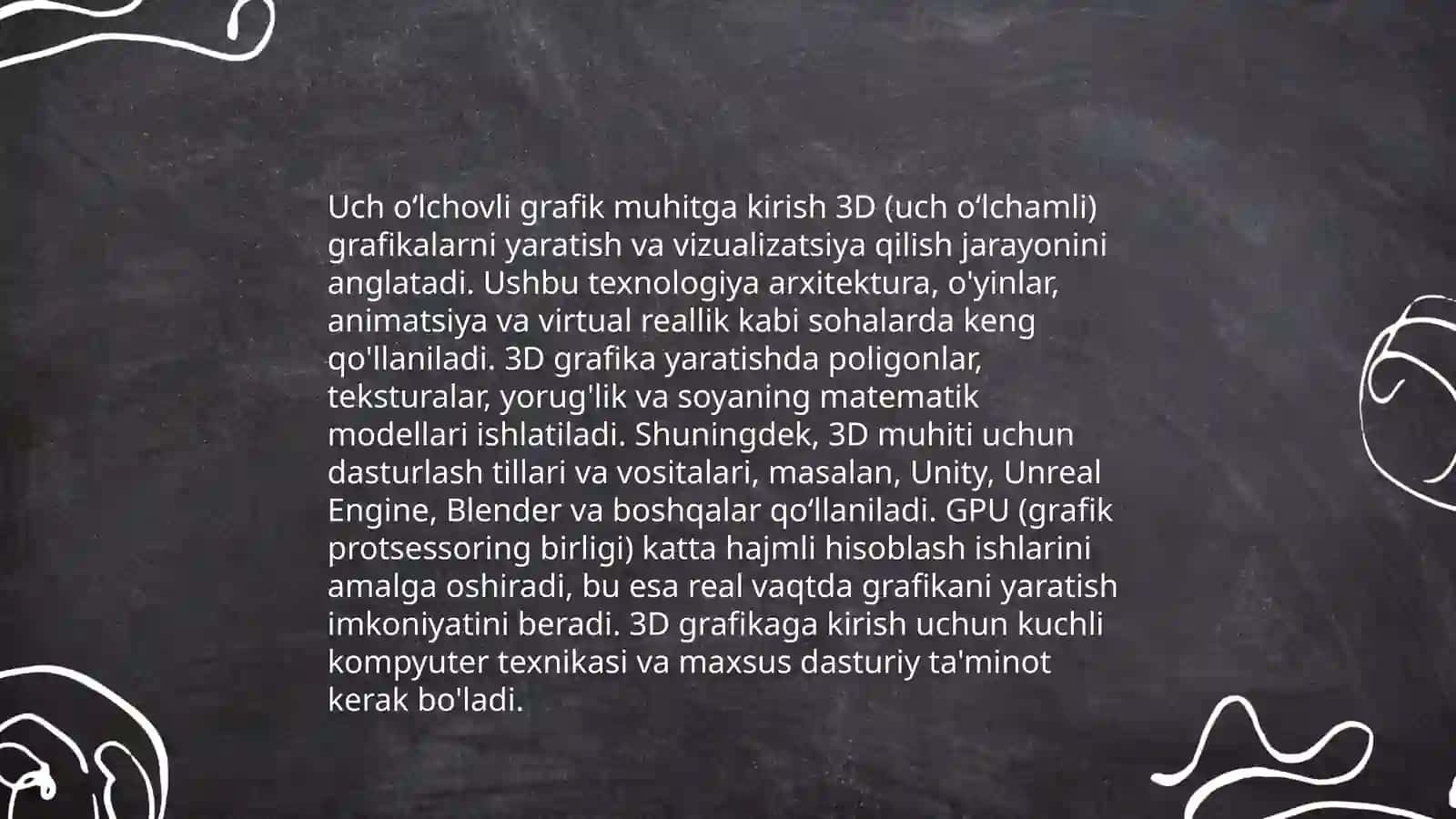 Uch oʻlchovli grafik muhitni dasturlash 3