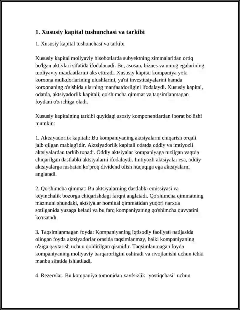 Xususiy Kapital Tarkibi 3