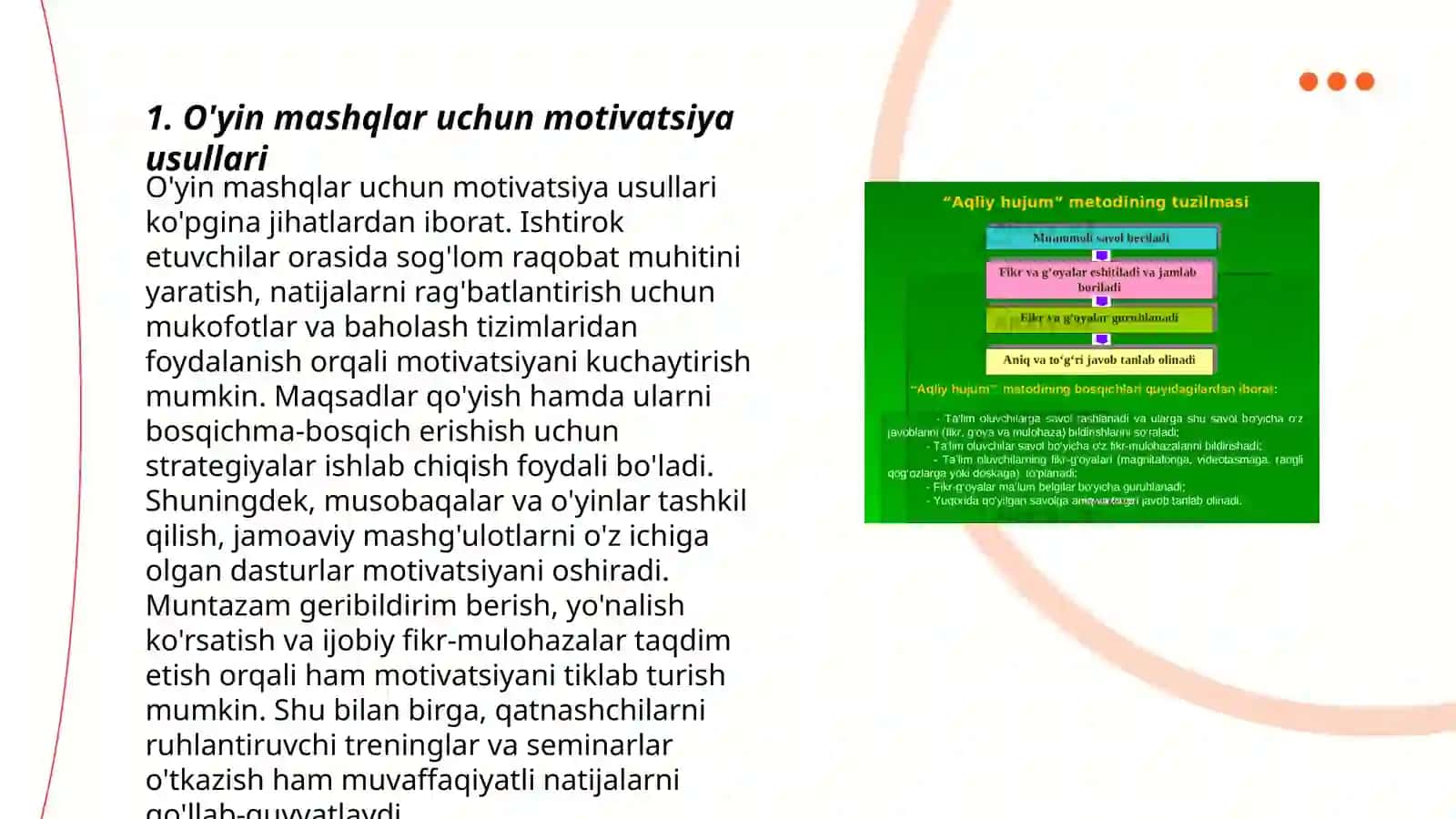 O'yin mashqlar uchun motivatsiya usullari 3