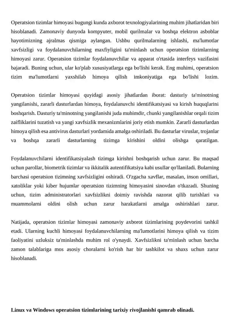 Operatsion tizimlarda himoyani tashkil etishda Linux va Windows misollaridagi tahlili 3