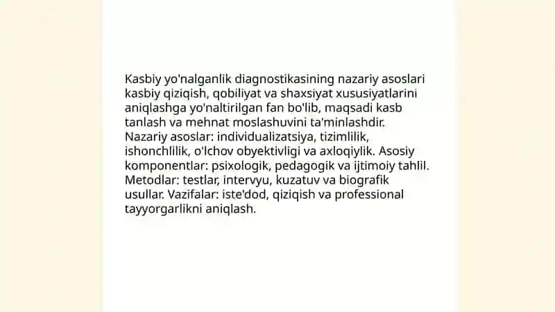 Kasbiy yo'nalganlik diagnostikasi 3