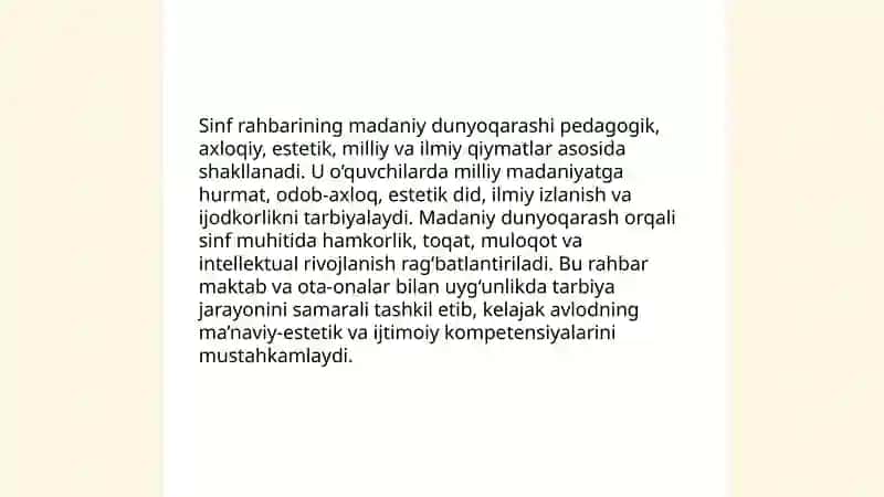 Sinf rahbarining madaniy dunyoqarashi 3