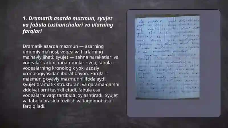 Dramatik asarda mazmun, syujet, fabula 3