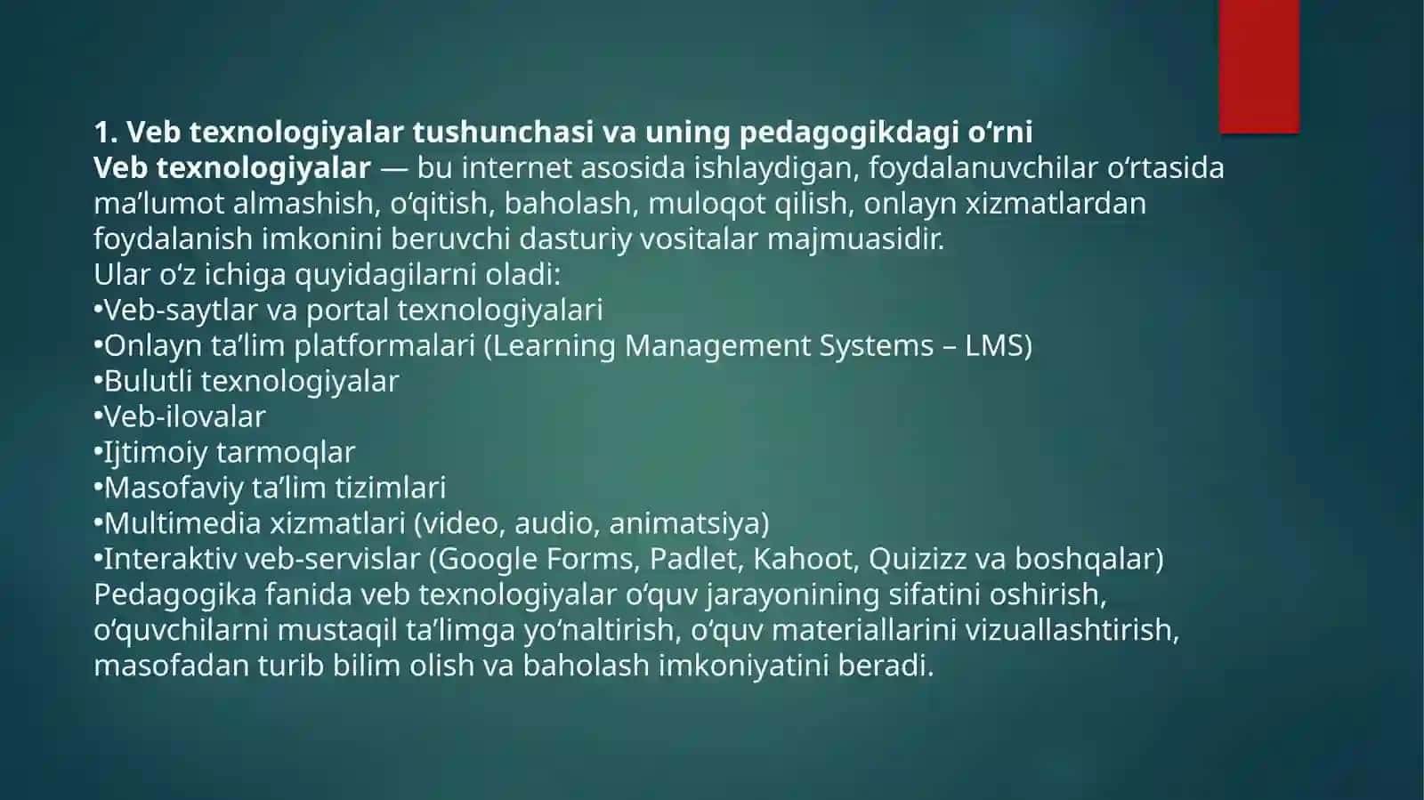 Web texnologiyalarni pedagogikada ahamyati 3