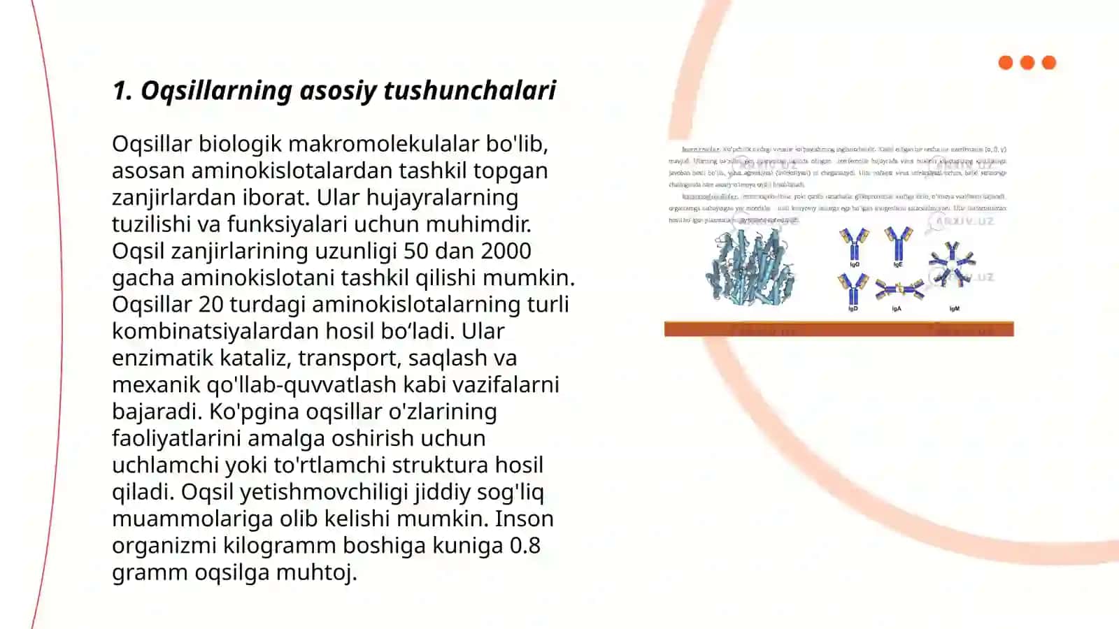 Oqsillar. Oqsillarning xossalari 3