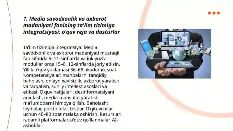 Yangi O'zbekistonda 'Media savodxonlik va axborot madaniyati' fanini o'rni va ahamiyati. Ta'limda sun'iy intellekt: muammo va istiqbollar 3