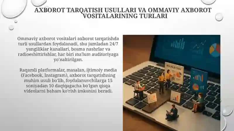 Axborot tarqatish usullari va ommaviy axborot vositalari 3