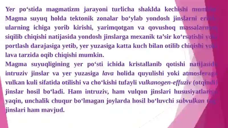 Magmatizm jarayonlari va Metamorfizm jarayonlari 3