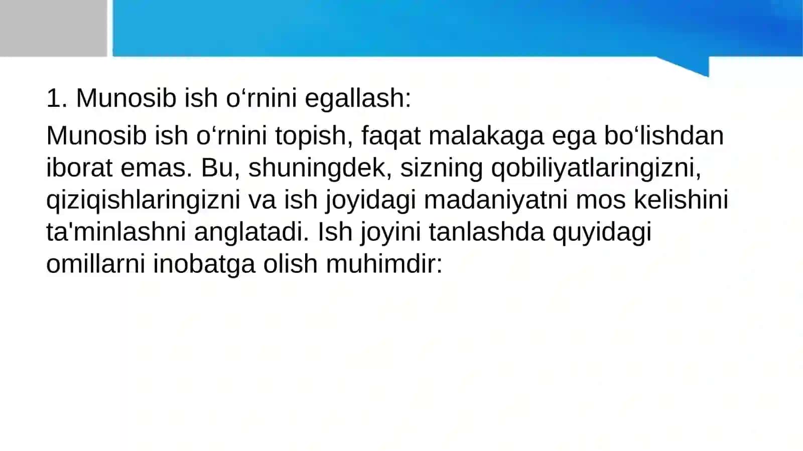 Munosib ish o’rnini egallash 3