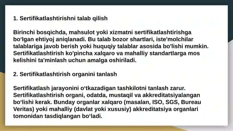 Mahsulot va xizmatlarni sertifikatlashtirish tartibi 3
