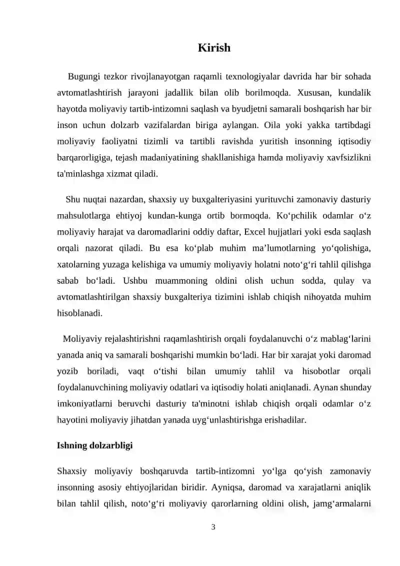 SHAXSIY UY BUGALTERIYASI TIZIMINI ISHLAB CHIQISH 3