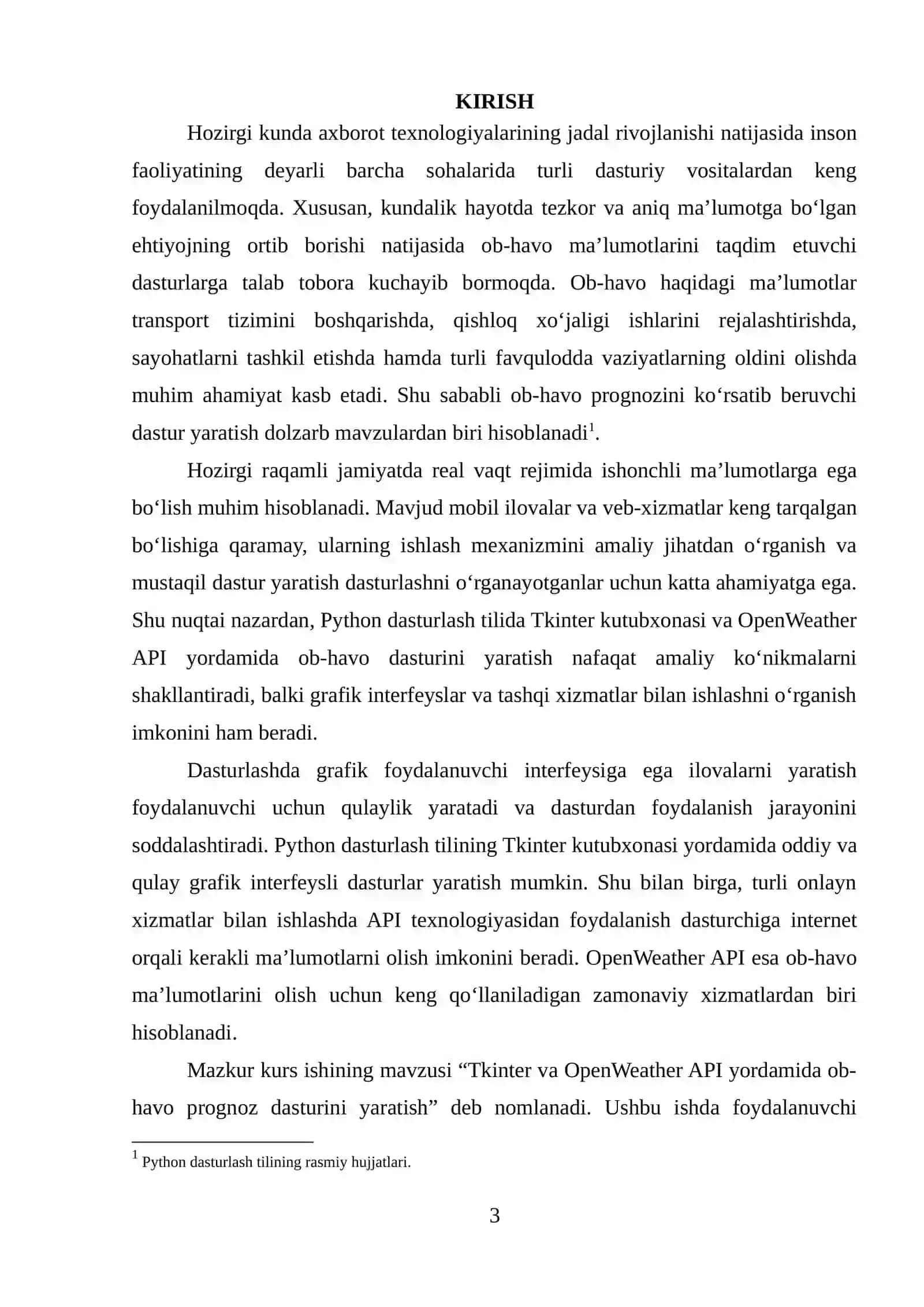 Tkinter va OpenWeather API yordamida ob-havo prognoz dasturi 3
