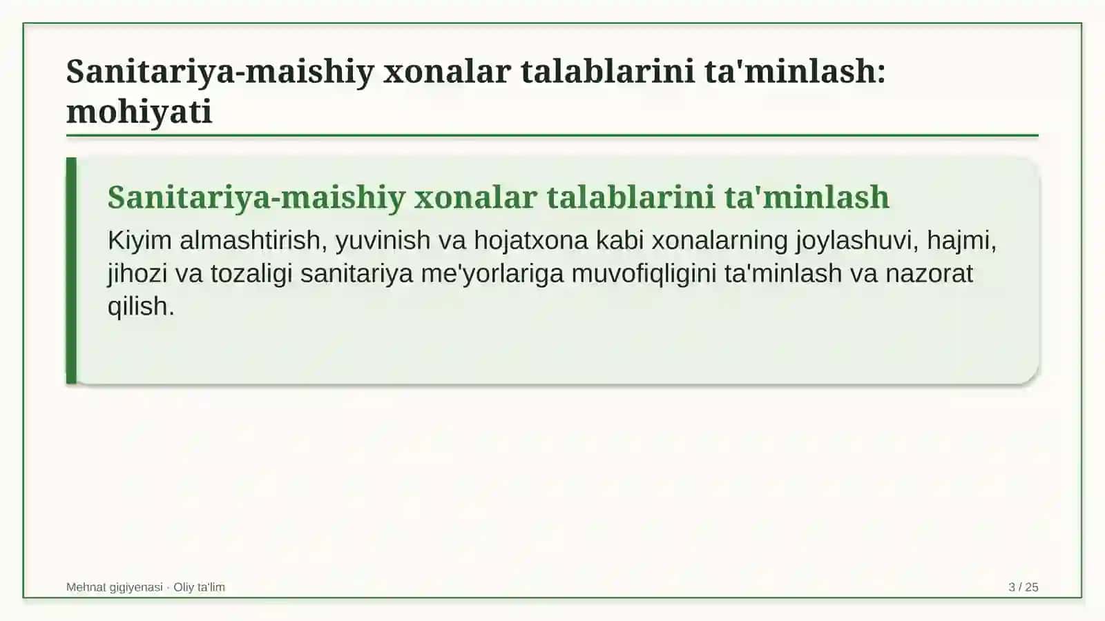 Bioenergetikada sanitariya-maishiy xonalar talablarini ta'minlash 3
