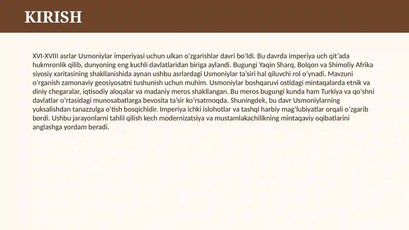XVI-XVIII ASRLARDA USMONIYLAR IMPERIYASI (TURKIYA) 3