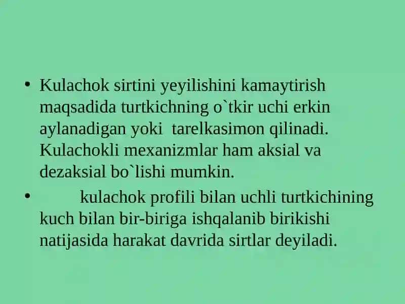 Kulachokli mexanizmlar 3