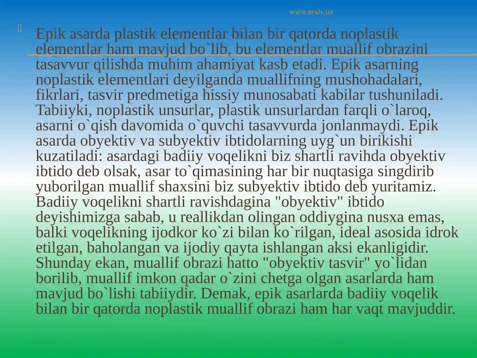 Epik tur va uning janrlariReja 3