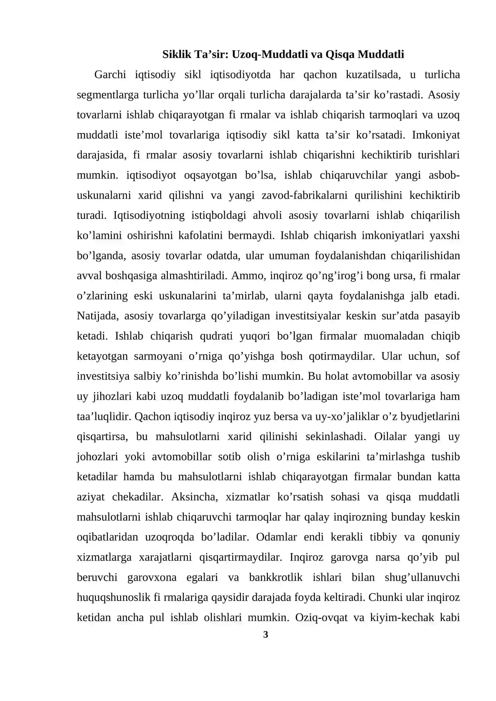 Iqtisodiyotning siklli rivojlanishi 3