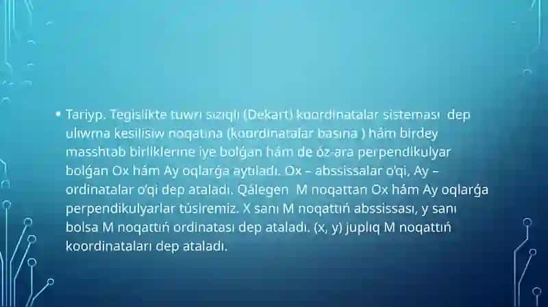 Dekart hâm polyar koordinatalari arasindagʻi baylanis 3