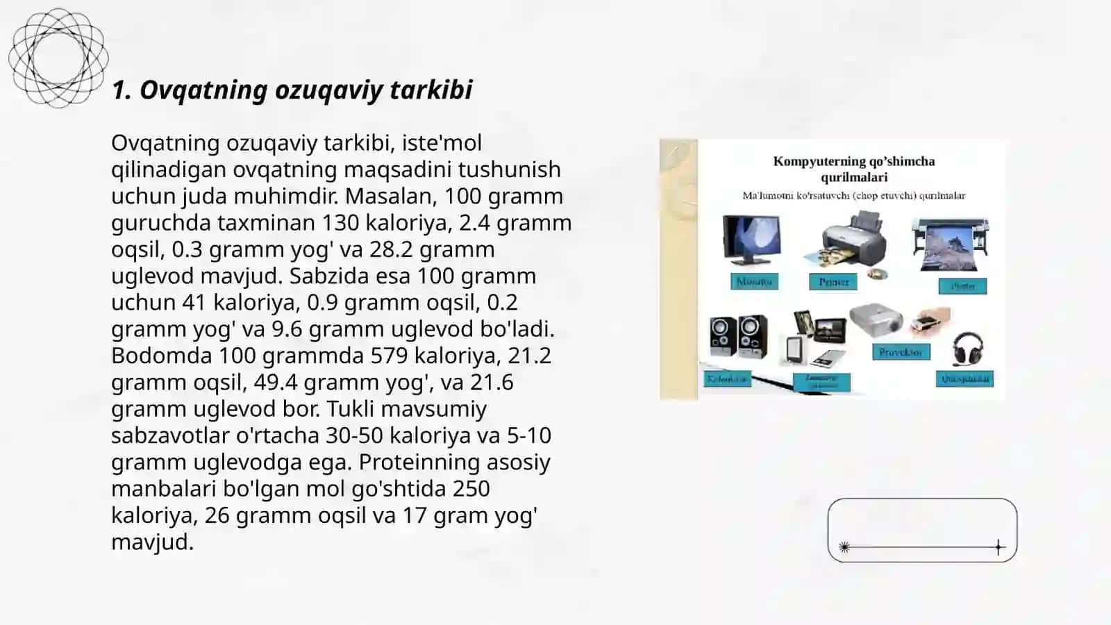 Ovqatning ozuqaviy tarkibi 3