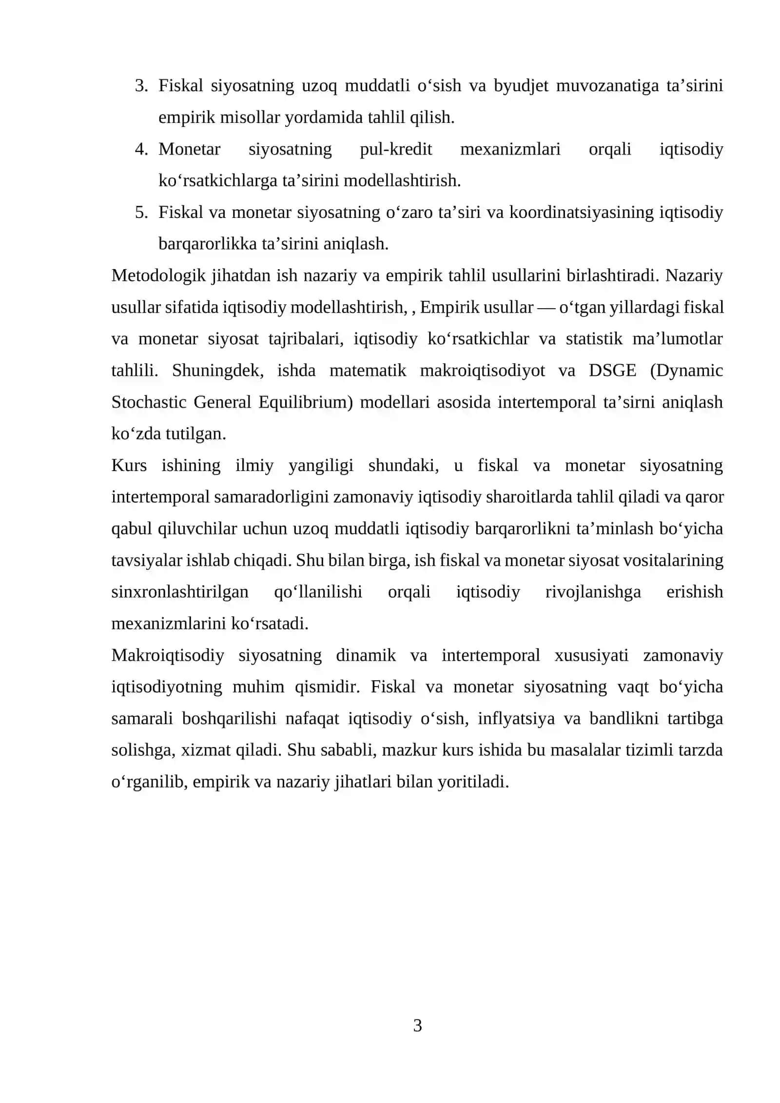 DINAMIK MAKROIQTISODIY SIYOSAT (FISKAL VA MONETAR SIYOSATNING INTERTEMPORAL TASIRI) 3