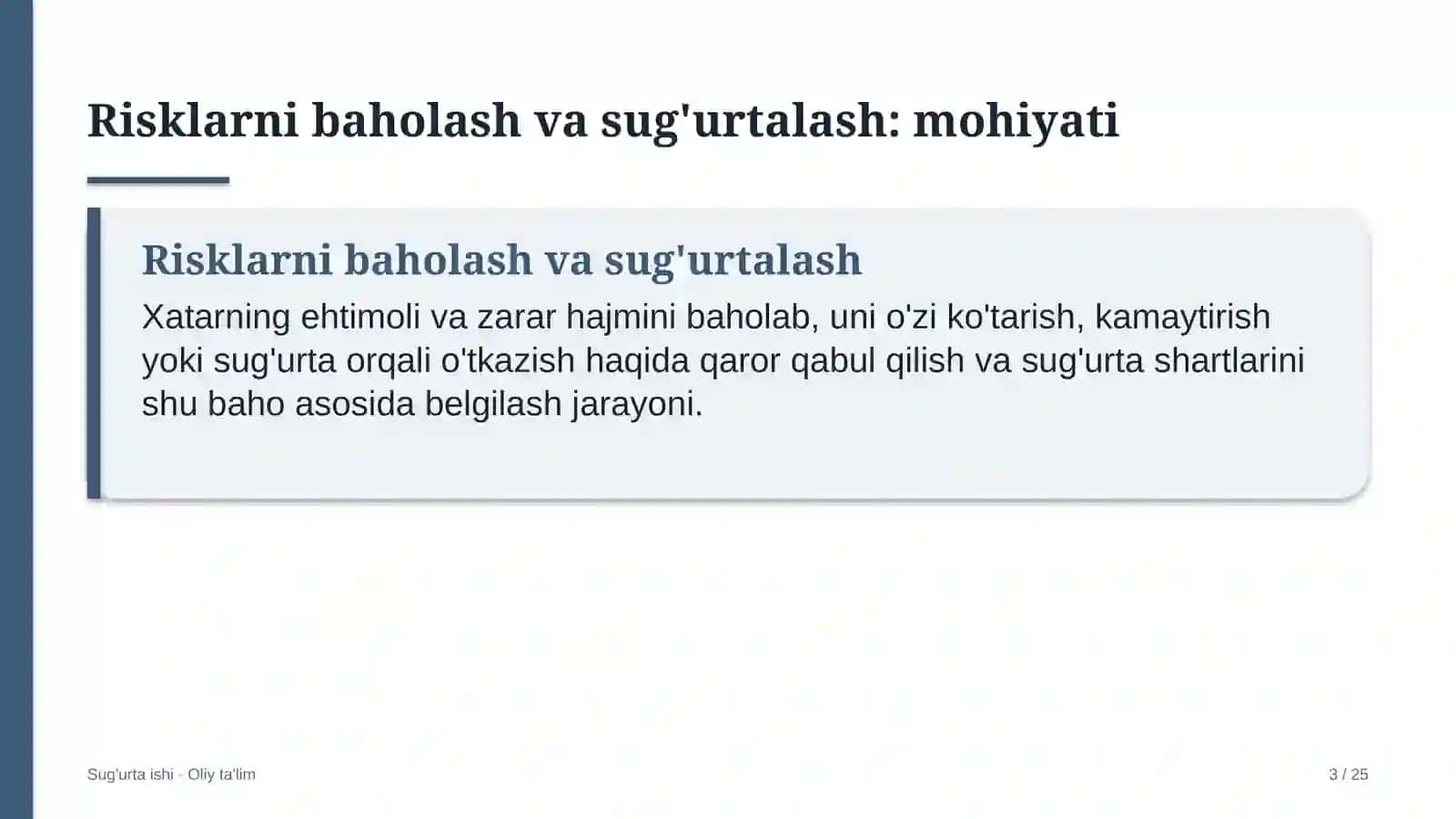 Echkichilikda risklarni baholash va sug'urtalash 3