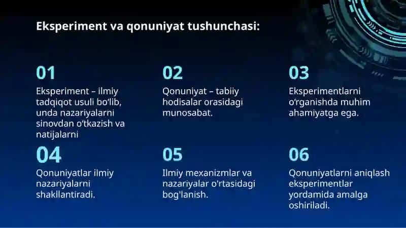 EKSPERIMENT O‘TKAZISHDA QONUNIYAT TUSHUNCHASI 3