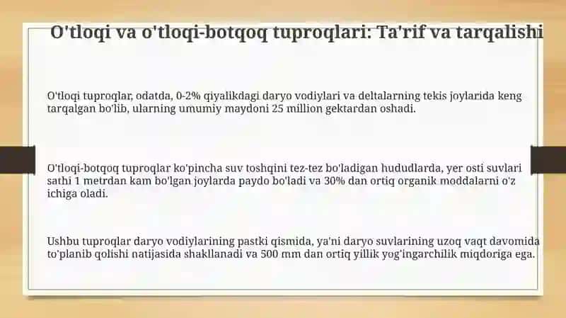 O'tloqi va o'tloqi-botqoq tuproqlari 3