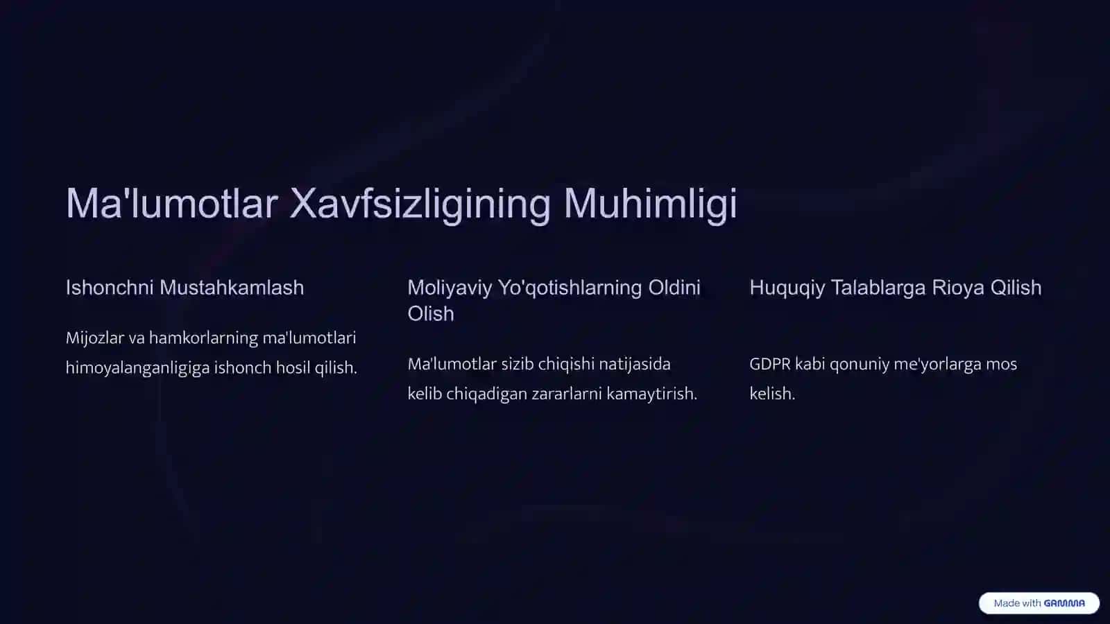 Elektron Xavfsizlik va Ma'lumotlar Himoyasi 3