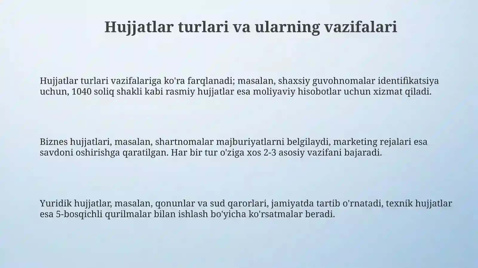 Hujjatlarning turlari va vazifalari 3