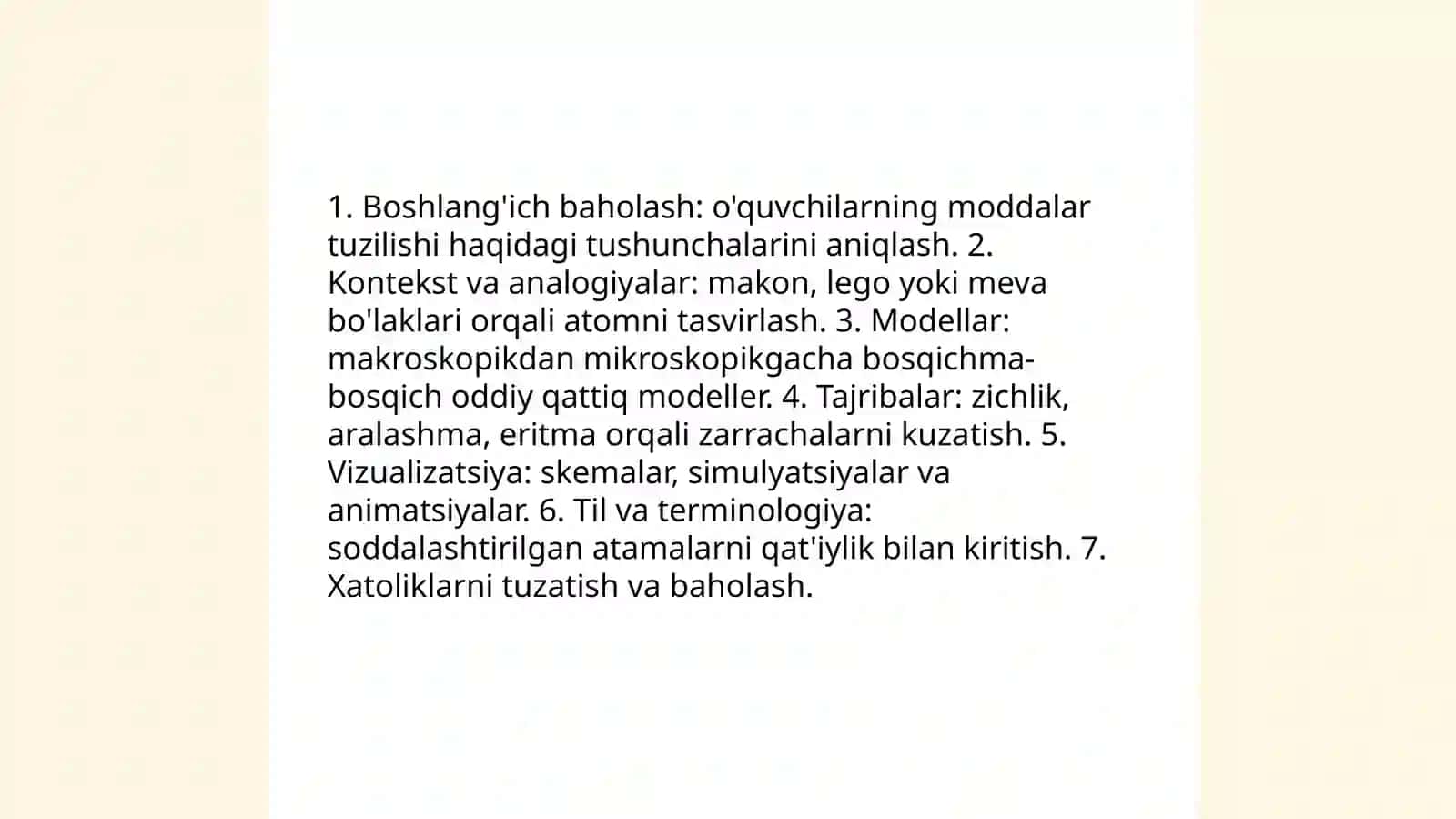 Atom molekulyar ta'limot va kimyoning asosiy tushuncha, qoidalarini o'qitish metodikasi 3