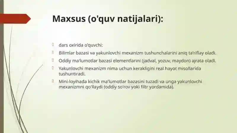 Bilimlar bazasi va yakunlovchi mexanizm 3