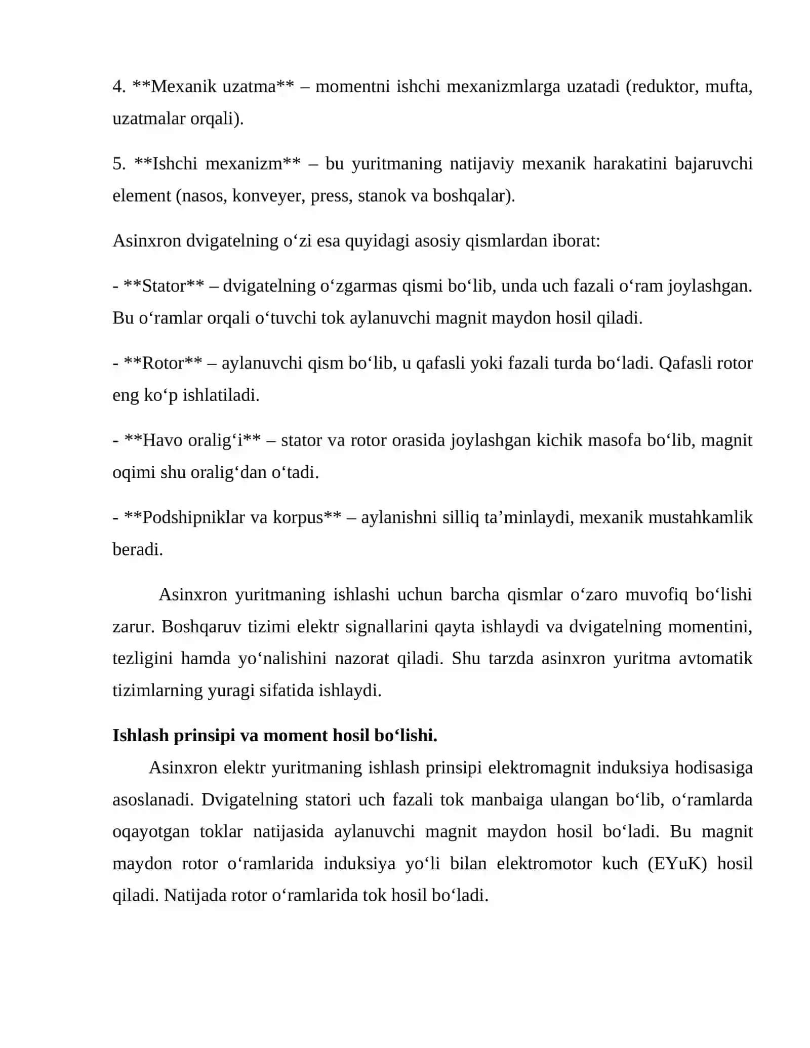 Asinxron elektr yuritma: tuzilishi, ishlash prinsipi 3