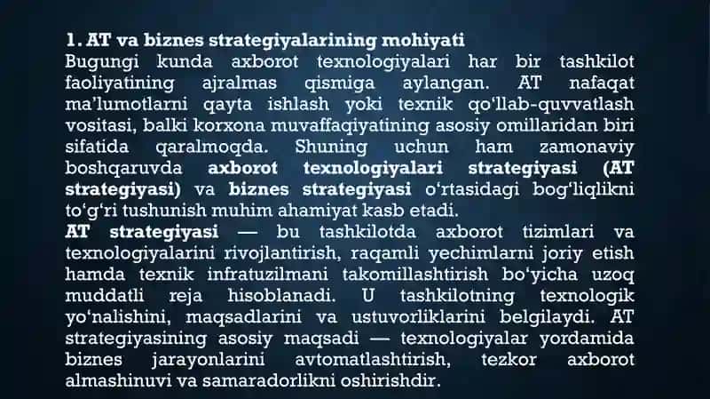 Biznes va AT strategiyasi 3