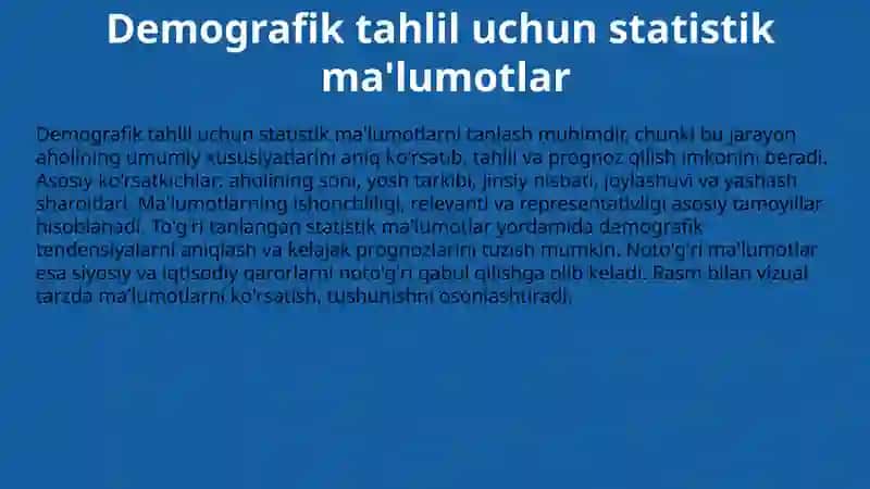 Demografik Tahlil uchun Statistik Ma'lumotlar 3