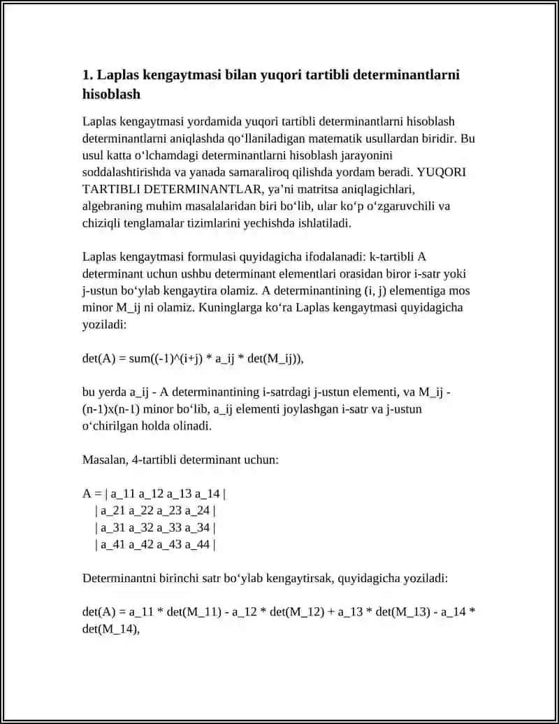 YUQORI TARTIBLI DETERMINANTLAR 3