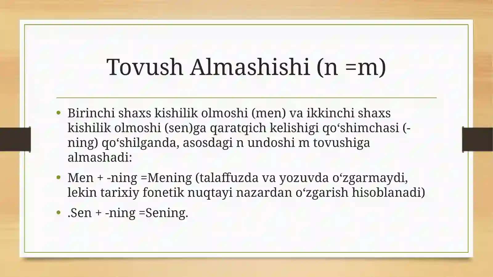 Olmoshlarda fonetik oʻzgarish 3
