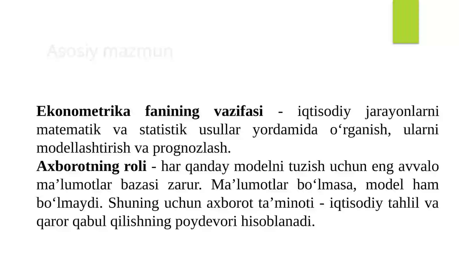 Ekonometrik modellarning axborot ta'minoti 3