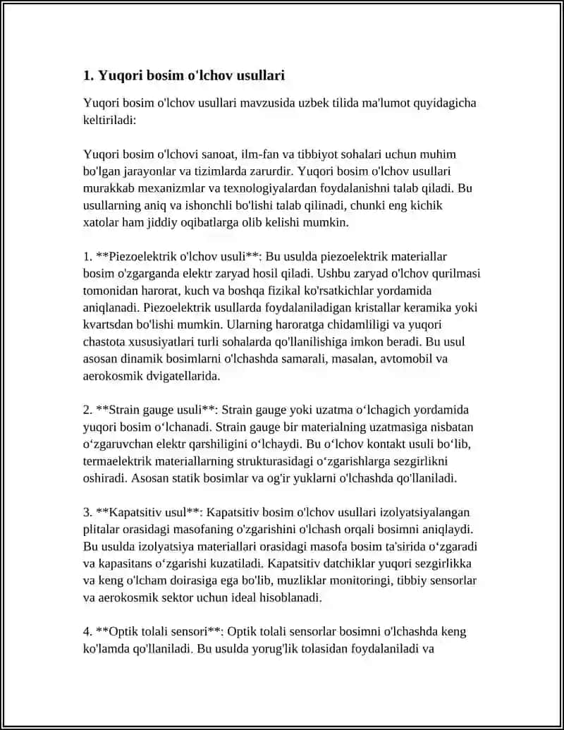 Piezoelektrik o'lchov usuli 3