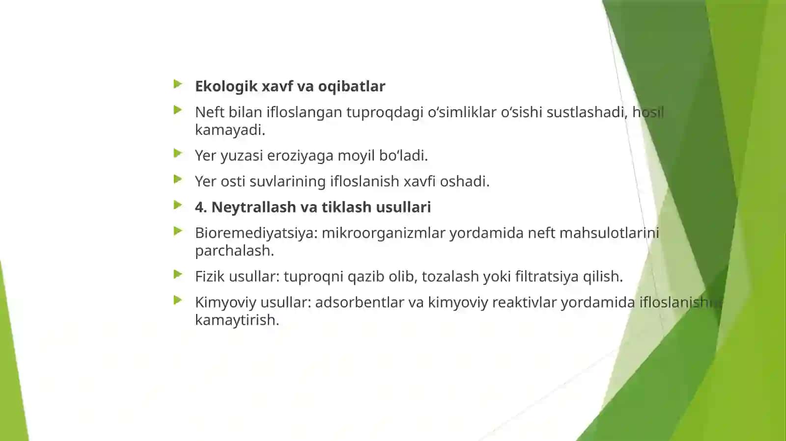 NEFT VA NEFT MAHSULOTLARINING TUPROQ XOSSALARIGA TASIRI 3